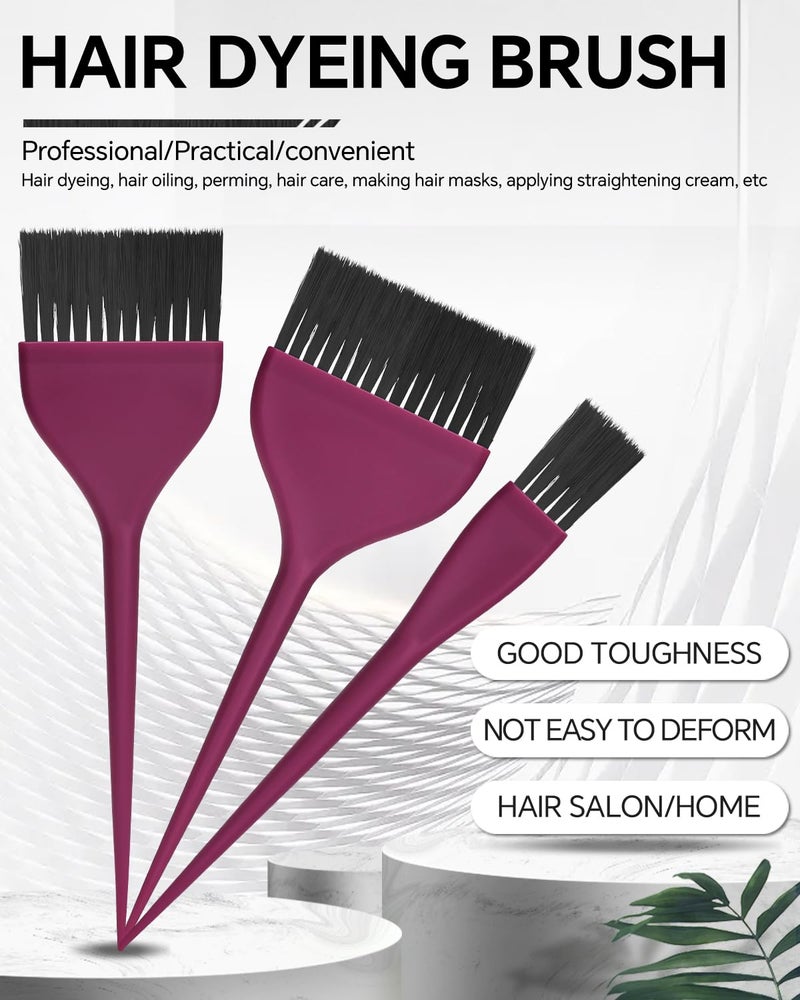 BarberTop 3 Pack Hair Color Brush Set - Professional Hair Dye Brush for Stylist, for Highlighting, Tint and Coloring Sections - Women Men Salon Use Home DIY Dyeing - Image 2